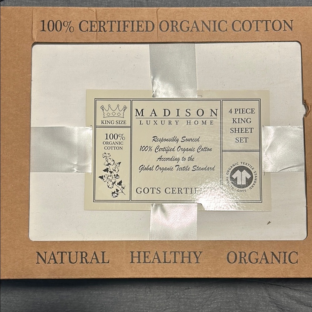 Madison Luxury Home Organic Cotton King Sheet Set